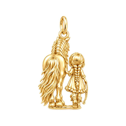 Girl and Horse Best Friends Charm and Polyester Cord Bracelet Set