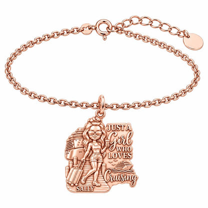 Girl Loves Cruising Charm Bracelet Set – rose gold, front view