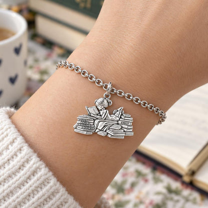 Girl Who Loves Books Charm Bracelet Set – worn / in use
