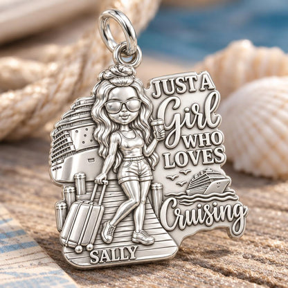 Girl Who Loves Cruising Charm Bracelet – Personalized Gift – macro detail of the charm