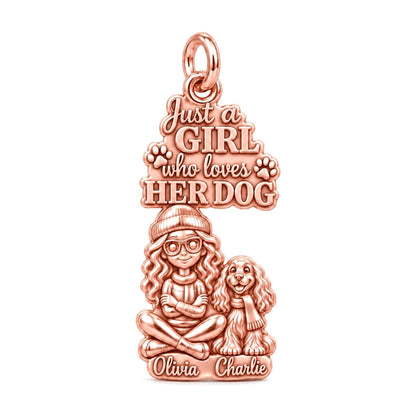 Girl Who Loves Her Dog Charm and Polyester Cord Bracelet Set