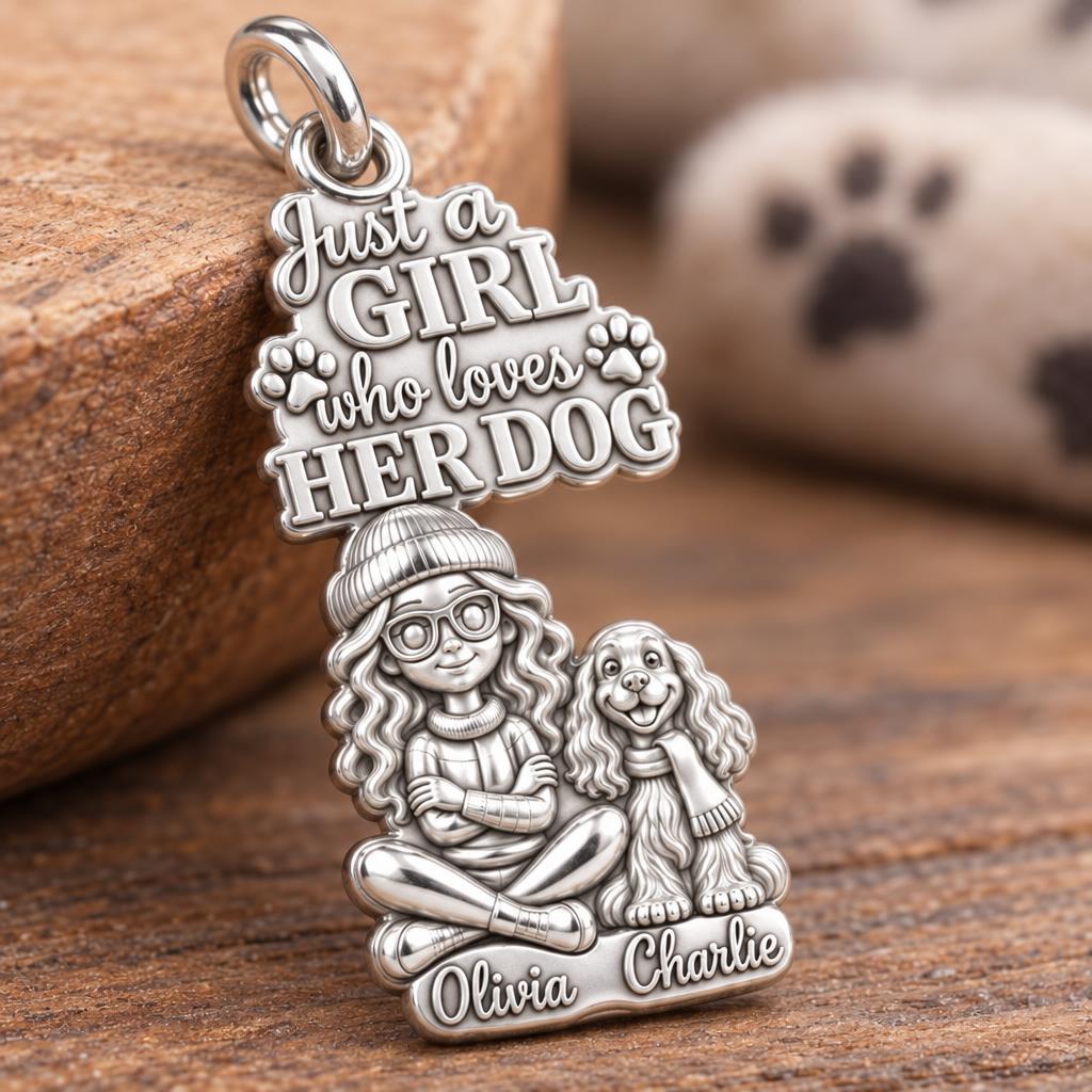 Girl Who Loves Her Dog Charm and Polyester Cord Bracelet Set