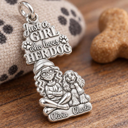 Girl Who Loves Her Dog Charm and Polyester Cord Bracelet Set