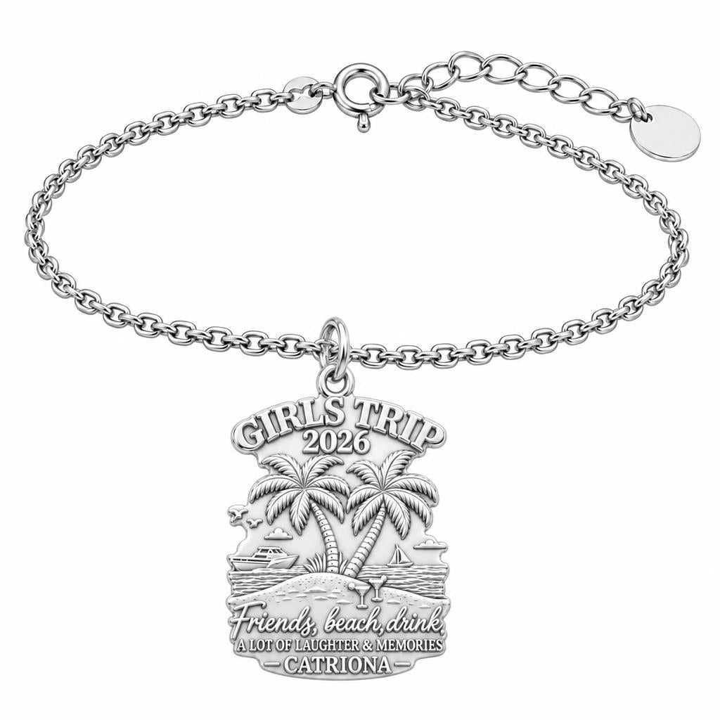 Girls Trip Beach Memories Charm Bracelet Set – silver, front view