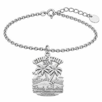 Girls Trip Beach Memories Charm Bracelet Set – silver, front view