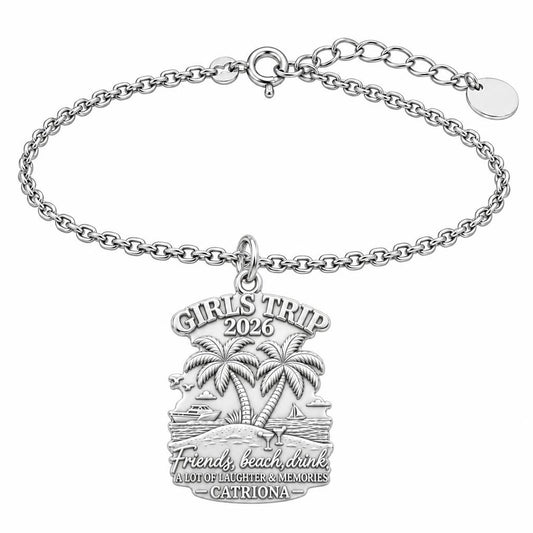 Girls Trip Beach Memories Charm Bracelet Set – silver, front view