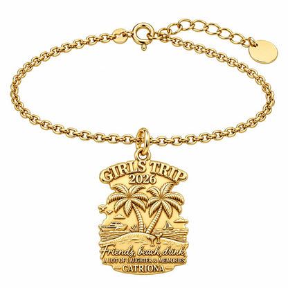 Girls Trip Beach Memories Charm Bracelet Set – 18K gold, front view
