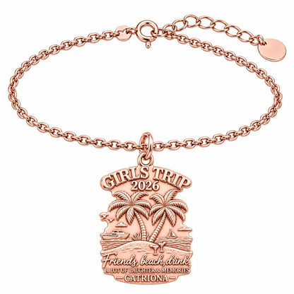 Girls Trip Beach Memories Charm Bracelet Set – rose gold, front view