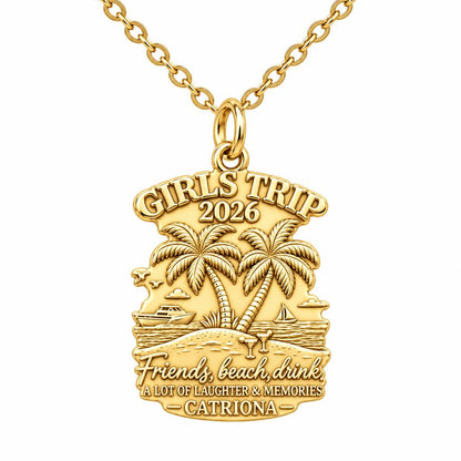 Girls Trip Beach Memories Charm Necklace Set – 18K gold, front view