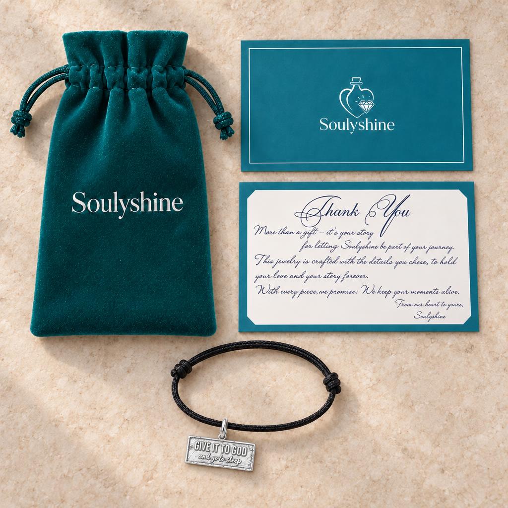 Give It To God Charm Bracelet – Personalized Faith Gift – Soulyshine velvet pouch and gift card