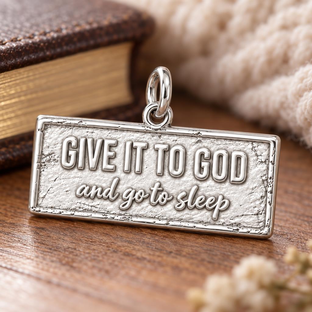 Give It To God Charm Bracelet – Personalized Faith Gift – macro detail of the charm