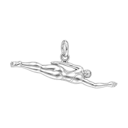 Gliding Swimmer Charm Bracelet – Personalized Athlete Gift – back of the charm, engraving area