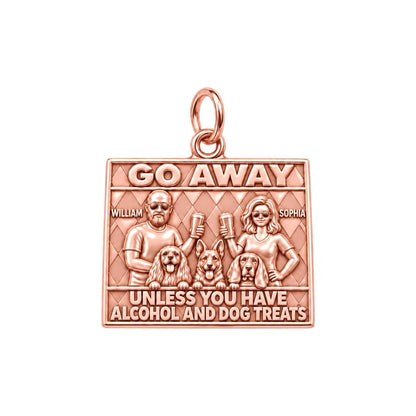 Go Away Dog Treats Charm Bracelet – Personalized Couple Gift – rose gold 3 cm charm, front view