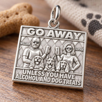Go Away Dog Treats Charm Bracelet – Personalized Couple Gift – macro detail of the charm