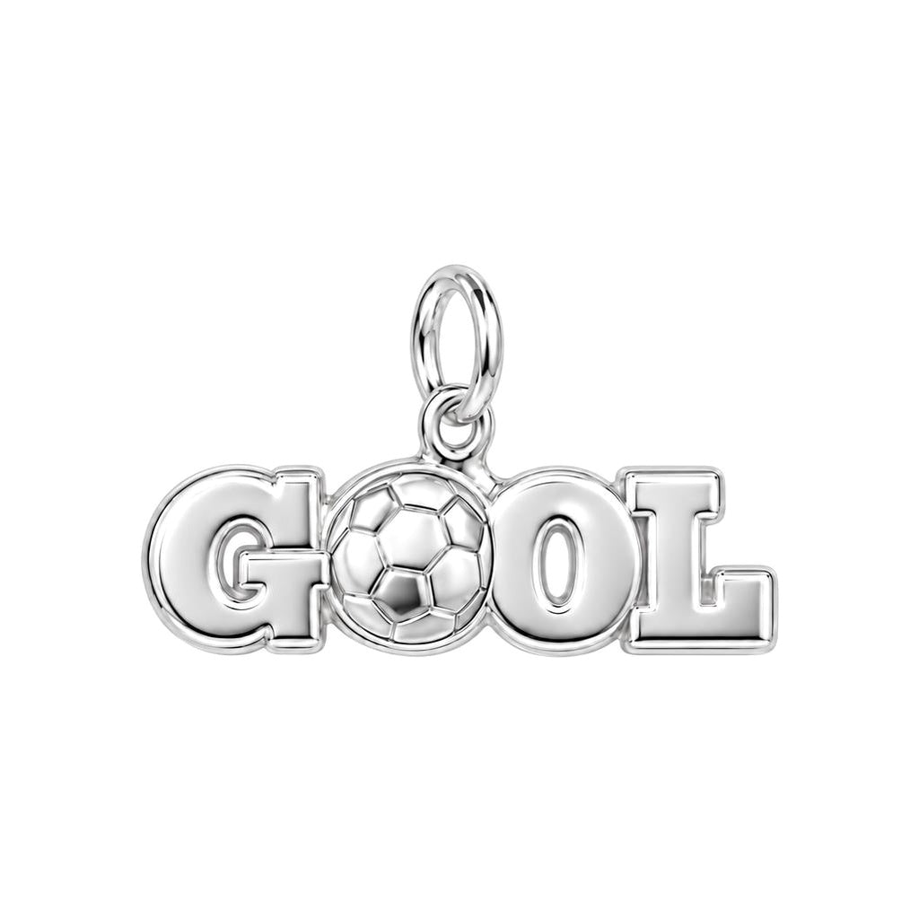 Goal Soccer Ball Charm Bracelet – Personalized Athlete Gift – silver charm, front view
