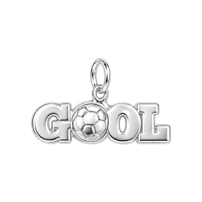 Goal Soccer Ball Charm Bracelet – Personalized Athlete Gift – silver charm, front view