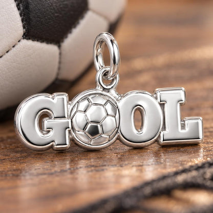 Goal Soccer Ball Charm Bracelet – Personalized Athlete Gift – macro detail of the charm