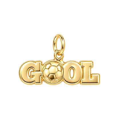 Goal Soccer Ball Charm Bracelet – Personalized Athlete Gift – 18K gold charm, front view