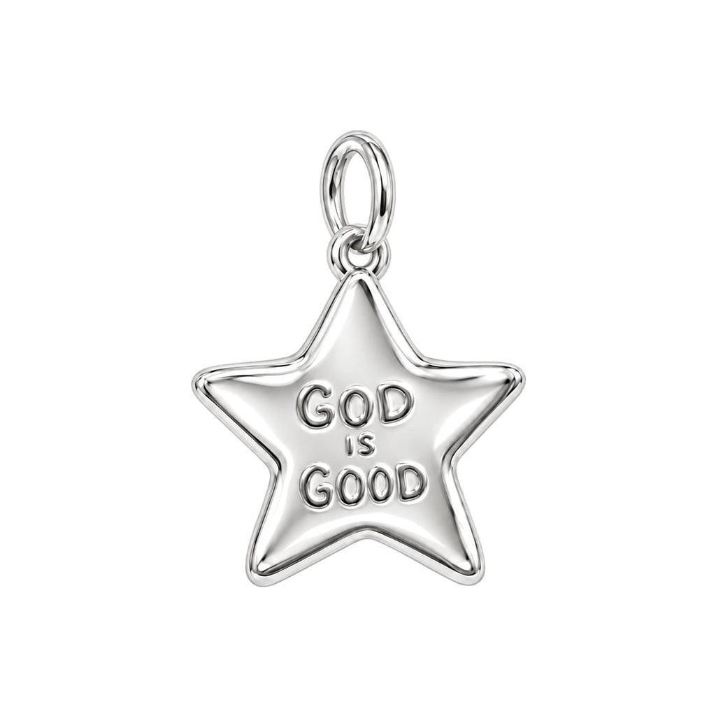 God Is Good Star Charm Bracelet – Personalized Mom Gift – silver charm, front view