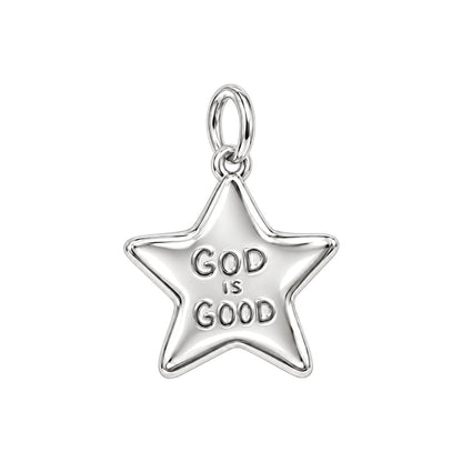 God Is Good Star Charm Bracelet – Personalized Mom Gift – silver charm, front view