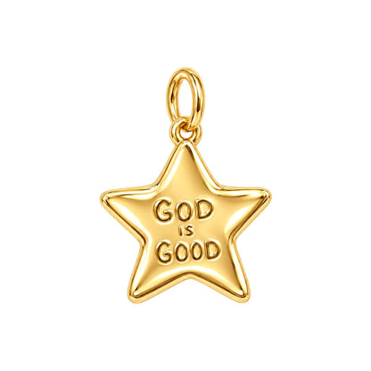 God Is Good Star Charm Bracelet – Personalized Mom Gift – 18K gold charm, front view