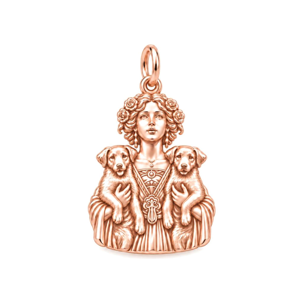 Goddess of Two Pups Charm and Polyester Cord Bracelet Set