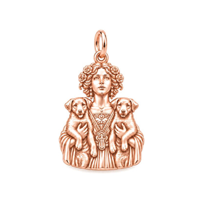 Goddess of Two Pups Charm and Polyester Cord Bracelet Set