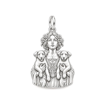 Goddess of Two Pups Charm and Polyester Cord Bracelet Set