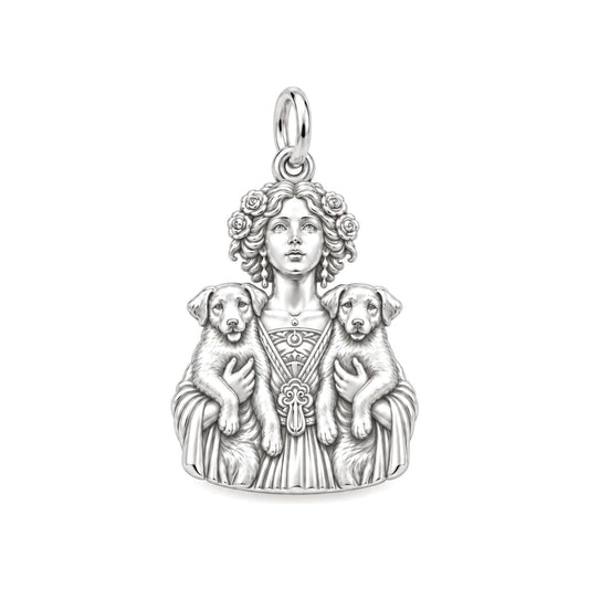 Goddess of Two Pups Charm and Polyester Cord Bracelet Set