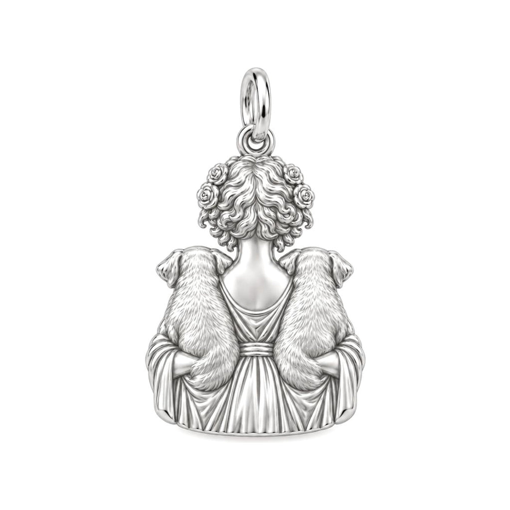Goddess of Two Pups Charm and Polyester Cord Bracelet Set