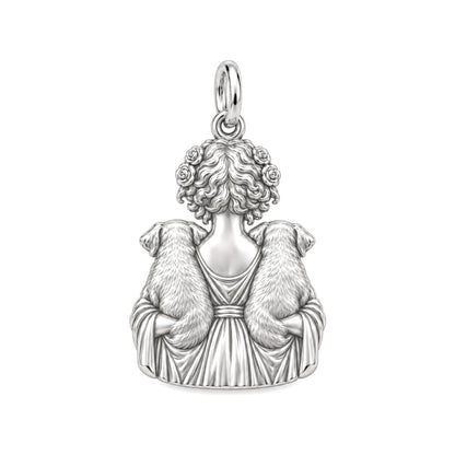 Goddess of Two Pups Charm and Polyester Cord Bracelet Set