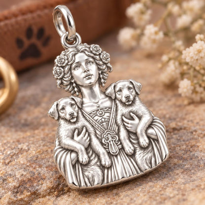 Goddess of Two Pups Charm and Polyester Cord Bracelet Set