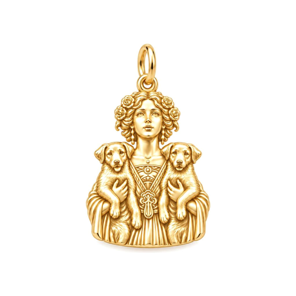 Goddess of Two Pups Charm and Polyester Cord Bracelet Set