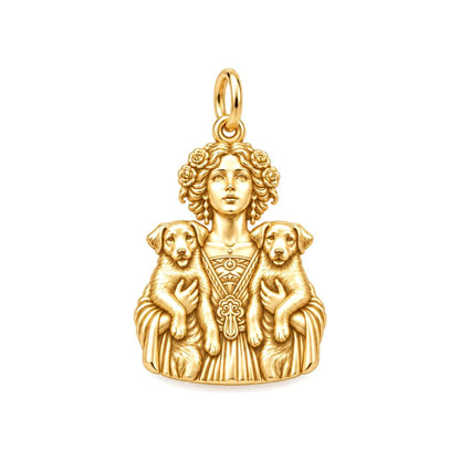 Goddess of Two Pups Charm and Polyester Cord Bracelet Set