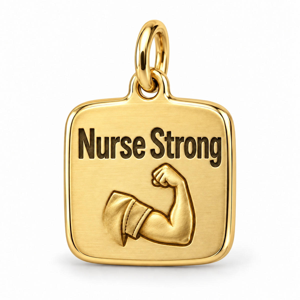 Nurse Strong Engraved Nurse Charm | polished gold material view | 84f7c8526fad99cfbe92f0e563d3610e30eba04dedbf20366ff9bc13c403cda5
