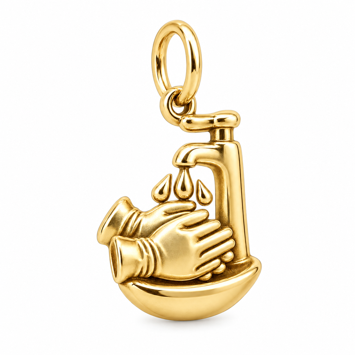 Nurse Hand Washing Dangle Charm | polished gold material view | 263841e738c1d4e4d8dbe5fa71e091d374d6ce09a2a0dba79c90f70555af3808