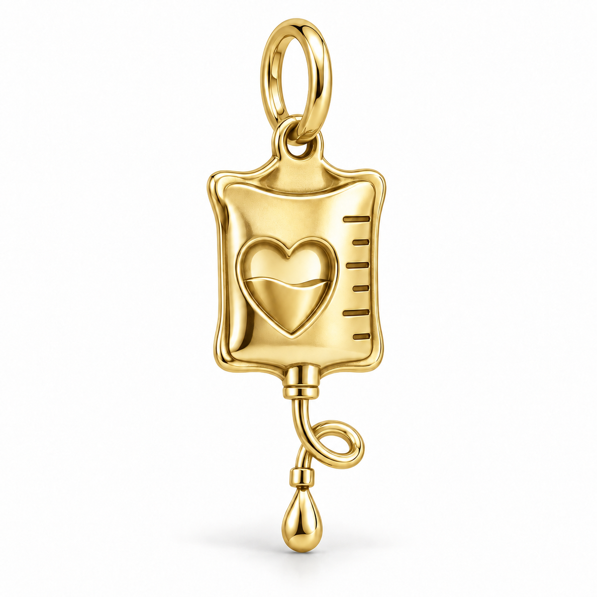 Nurse IV Bag Dangle Charm | polished gold material view | d9ee8d6fa60cedaa7034364c8d7d4f21f0337f0b4a34245477a5aaa68430d560