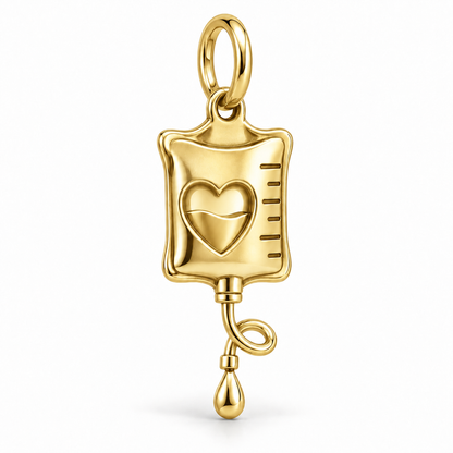 Nurse IV Bag Dangle Charm | polished gold material view | d9ee8d6fa60cedaa7034364c8d7d4f21f0337f0b4a34245477a5aaa68430d560
