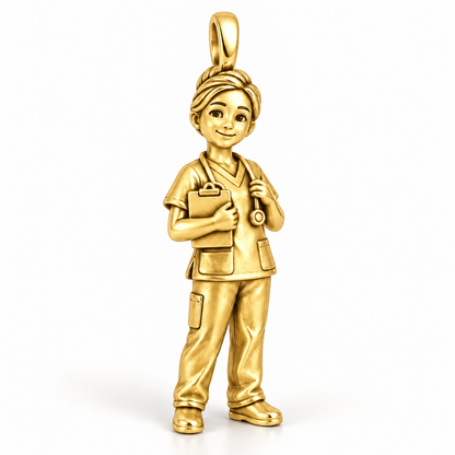 Nurse Clipboard Care Charm | polished gold material view | 13d5c2b9297c5347d3942eea119b3a8316c433c7bb35ffcc9be274ac36097064