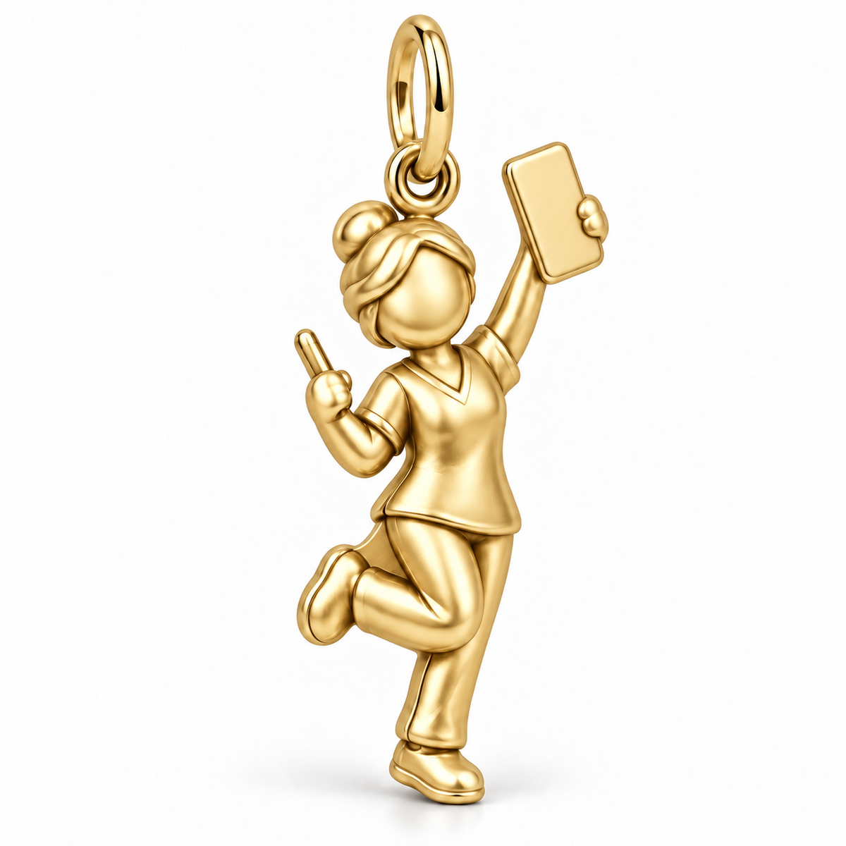 Nurse Victory Dance Dangle Charm | polished gold material view | 85a5b6afbb13a6d1124fa30193ffe477546cf28298590513d4852a1beed80969