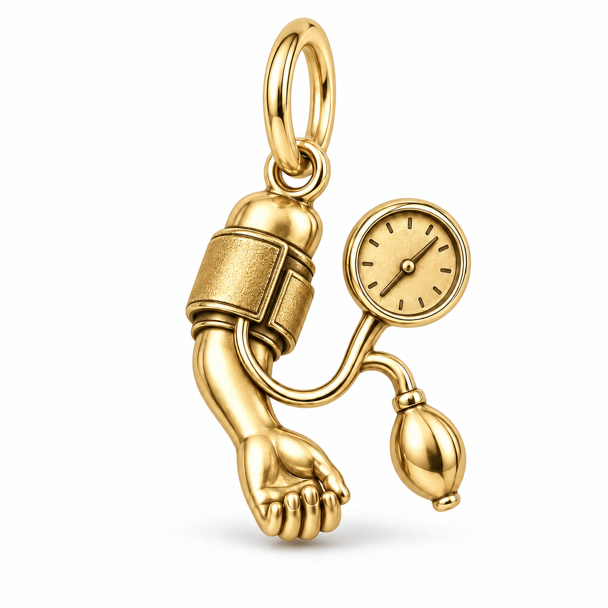 Nurse Blood Pressure Dangle Charm | polished gold material view | 452899bb70145faf3570949fa691baec2f30c50bc28f0e305af5789afdc13b47