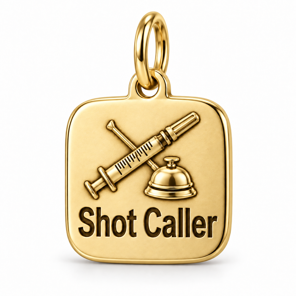 Shot Caller Engraved Nurse Charm | polished gold material view | add9e8baa2870dcba7bc8f4328be8d9ab78377035170cd68405f5dd5a50084fb