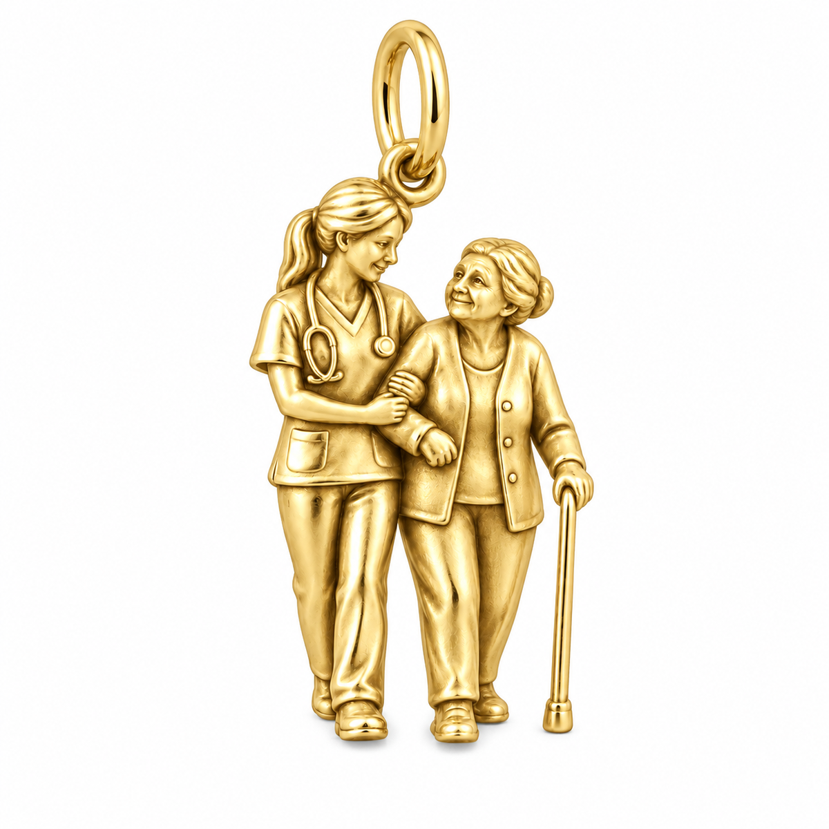 Nurse Patient Support Dangle Charm | polished gold material view | cba41904cc2ee596a347c3196f28820fb35a9aded840e82cf3bd38a4511e343f