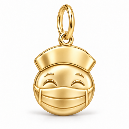 Nurse Smiling Mask Dangle Charm | polished gold material view | a0f72e54a5c3594f2339400fbb790abfc255967e0736251edd7ad4d3435e51ab