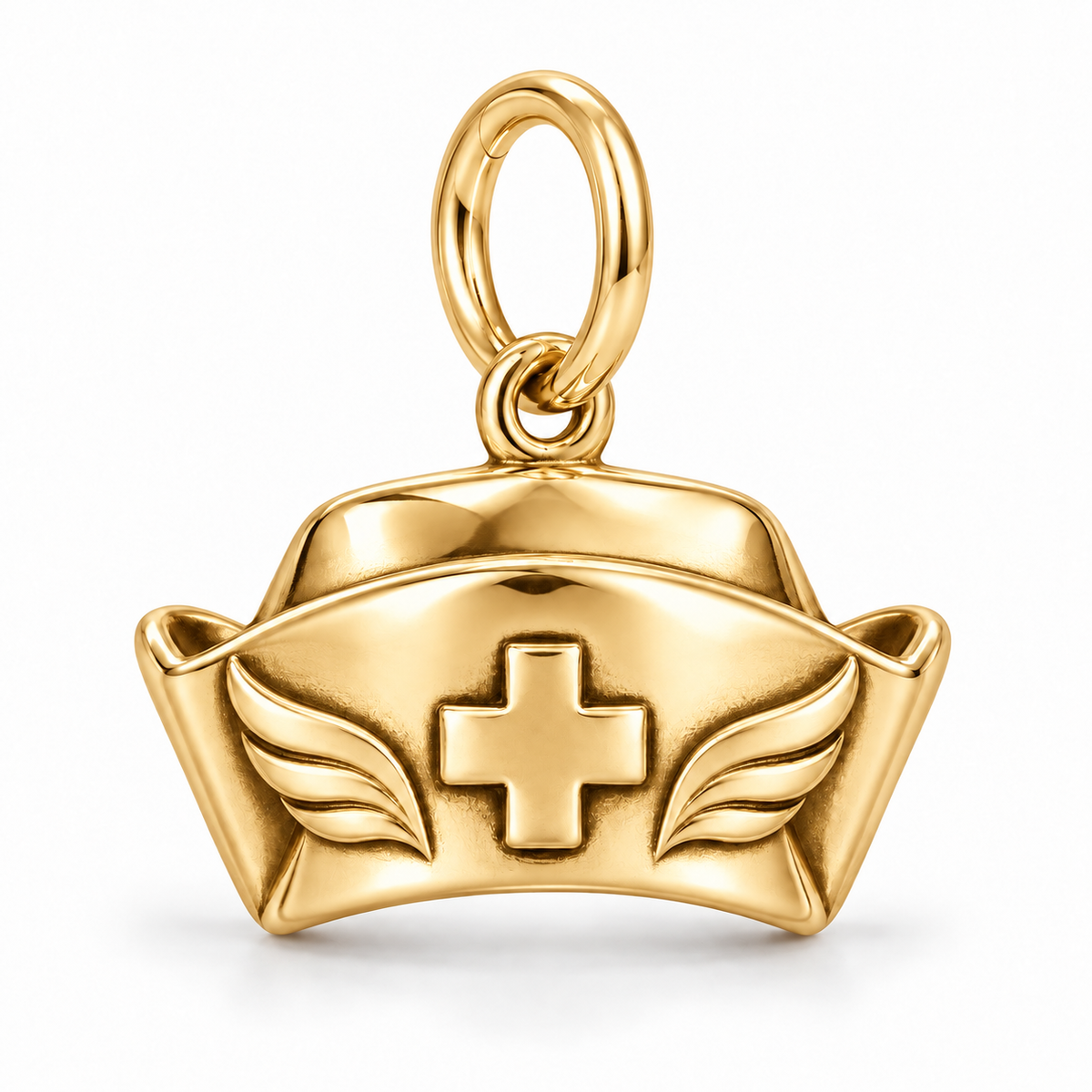 Nurse Cap Dangle Charm | polished gold material view | 2faccbd667ccc63a339f5ee2ba33febc3b179fbc9b05abdf5fbf14aecc02c632