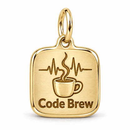 Code Brew Engraved Nurse Charm | polished gold material view | 88c3b7cbfe6e0cc227dd269161bd26302ebd9acbd96230a0c459757a60f3358d
