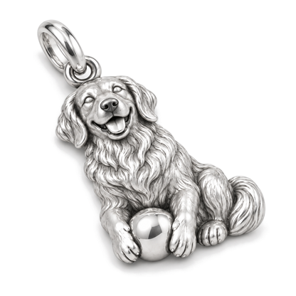 Golden Retriever Playtime Charm — Silver Super Macro | charm-topics-remaining-444-2026-09-14 | topic-363