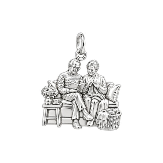 Golden Years Together Charm Bracelet – Personalized Couple Gift – silver charm, front view