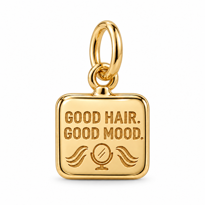 Good Hair. Good Mood. Dangle Charm | Gold | sha256:983c618761131fc1b5f1006b12202aea998310c1292b38b212956de9e67881b8