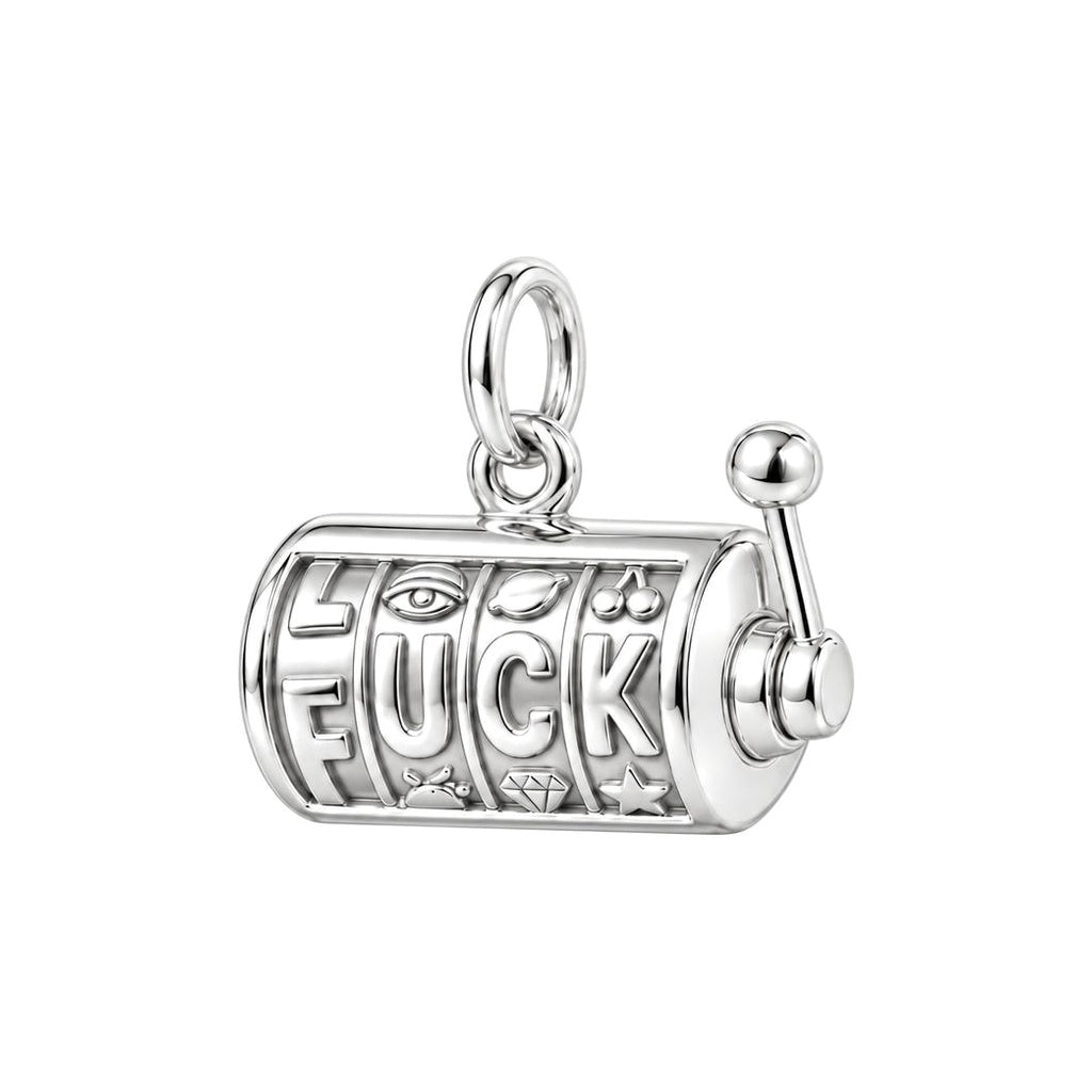 Good Luck Slot Machine Charm Bracelet – Personalized Bestie Gift – silver charm, front view